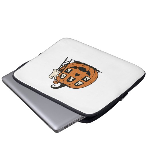 Whimsical Spooky Pumpkin mit Geistern, Katzen und  Laptopschutzhülle (Vorne Knopf)