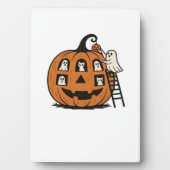 Whimsical Spooky Pumpkin with Ghosts, Cats & Hallo Fotoplatte (Vorderseite)