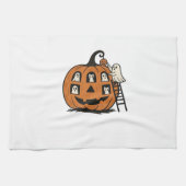 Whimsical Spooky Pumpkin with Ghosts, Cats & Hallo Geschirrtuch (Horizontal)