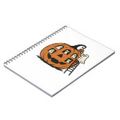 Whimsical Spooky Pumpkin with Ghosts, Cats & Hallo Notizblock (Linke Seite)