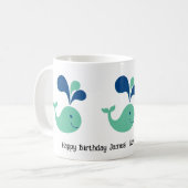 Whimsical Spouting Whale Geburtstag Kaffeetasse (Vorderseite Links)
