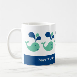 Whimsical Spouting Whales Geburtstag Kaffeetasse