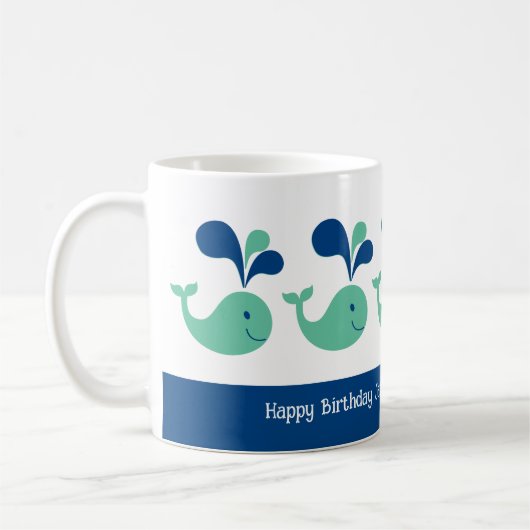 Whimsical Spouting Whales Geburtstag Kaffeetasse (Links)