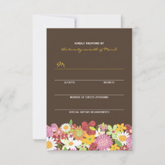 Whimsical Spring Flowers Garden Wedding RSVP Card Karte