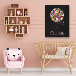 Whimsical Spring Flowers Pop Tree Niedliches Kinde Leinwanddruck