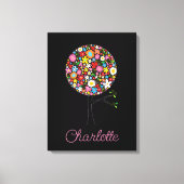 Whimsical Spring Flowers Pop Tree Niedliches Kinde Leinwanddruck (Vorderseite)