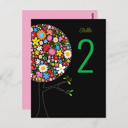 Whimsical Spring Flowers Pop Tree Tischnummer (Vorne/Hinten)