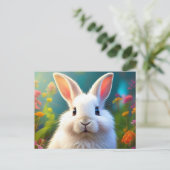 Whimsical Spring Kaninchen | Florale Oster-Grüße Postkarte (Stehend Vorderseite)