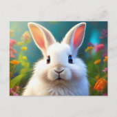 Whimsical Spring Kaninchen | Florale Oster-Grüße Postkarte (Vorderseite)