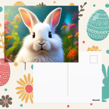 Whimsical Spring Kaninchen | Florale Oster-Grüße