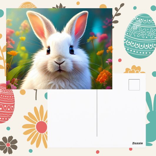 Whimsical Spring Kaninchen | Florale Oster-Grüße Postkarte