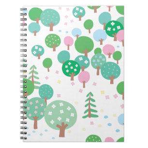 Whimsical Spring Trees Notizblock
