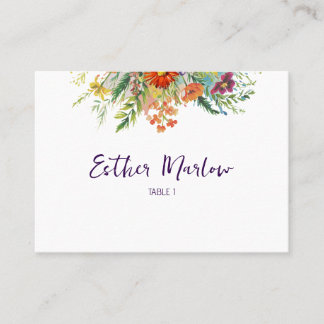 Whimsical Spring Wildblume Floral Wedding Platzkarte