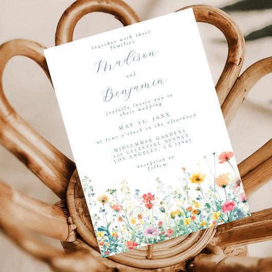 Whimsical Spring Wildblume Wedding Einladung