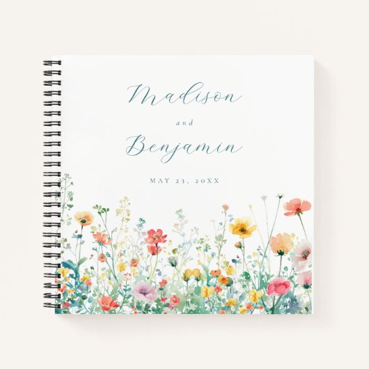 Whimsical Spring Wildblume Wedding Guest Book Notizblock (Vorderseite)