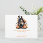 Whimsical Spuk House & Pumpkins Halloween Bash Einladung (Stehend Vorderseite)