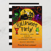 Whimsical Spuk House Skeleton Halloween-Party Einladung (Vorne/Hinten)