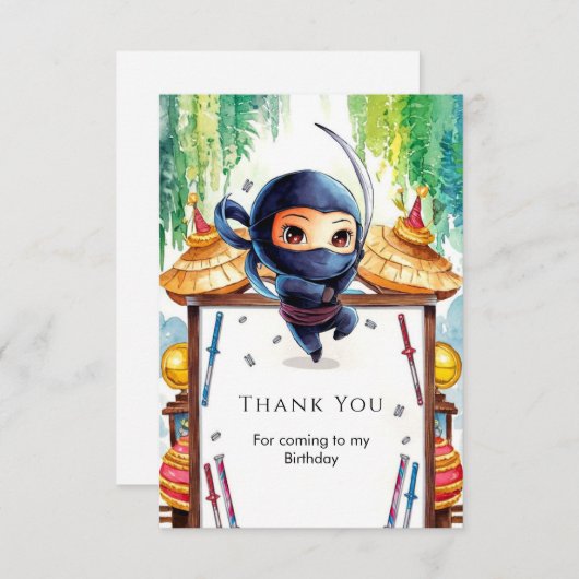 Whimsical Spy Ninja Geburtstag Dankeskarte (Vorne/Hinten)
