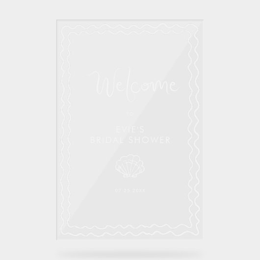 Whimsical Squiggle Hand Drawing Muschel Willkommen Acrylschild (Vorderseite)