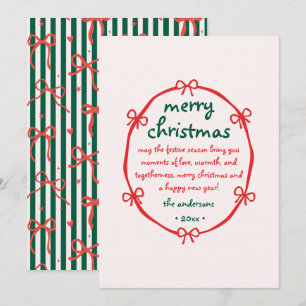 Whimsical Squiggle Hand Drawn Bow Frohe Weihnachte Feiertagskarte