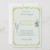 Whimsical Squiggle Wedding Einladung mit Bows (Vorderseite)