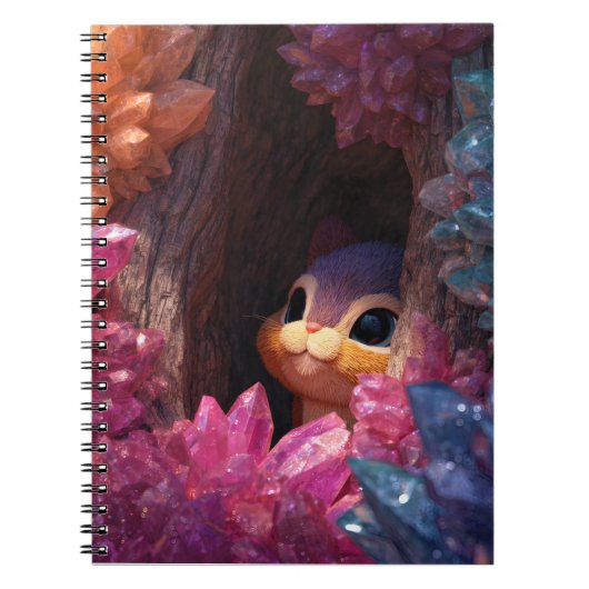 Whimsical Squirrel Rainbow Crystal Notebook Notizblock (Vorderseite)