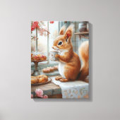 Whimsical Squirrel Tea Party Woodland Kitchen Leinwanddruck (Vorderseite)