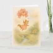 Whimsical Squirrel with Heart Balloons Valentine  Karte (Vorderseite)