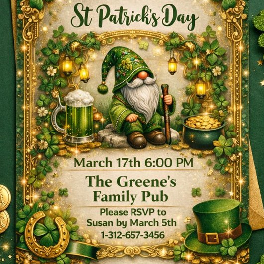 Whimsical St. Patrick’s Day Gnome  Einladung