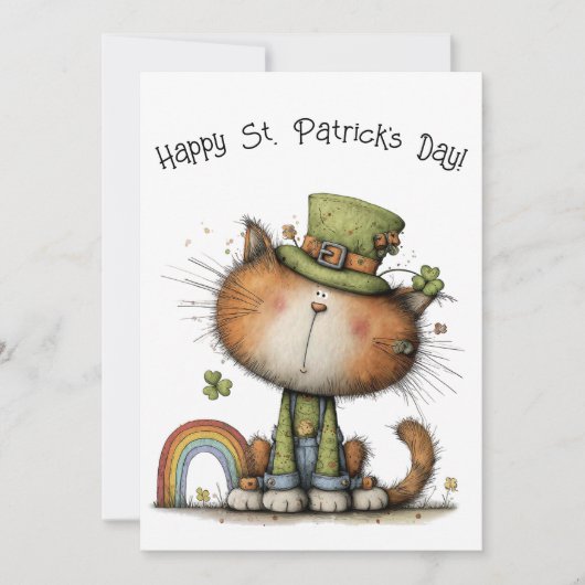 Whimsical St. Patrick’s Day Katzen-Schale Flach Karte (Vorderseite)