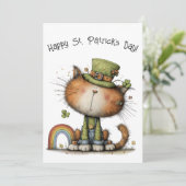 Whimsical St. Patrick’s Day Katzen-Schale Flach Karte (Stehend Vorderseite)