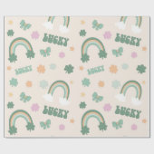 Whimsical St. Patrick's Day Rainbow & Kleeblatt Geschenkpapier (Flach)