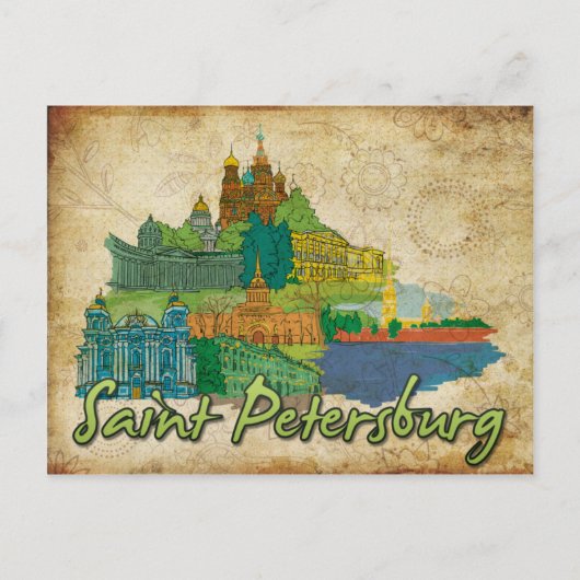 Whimsical St Petersburg Monumente Landschaft Postk Postkarte (Vorderseite)