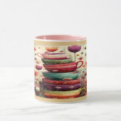 Whimsical Stacked Floral Teacups Art Mug Tasse (Zentrum)