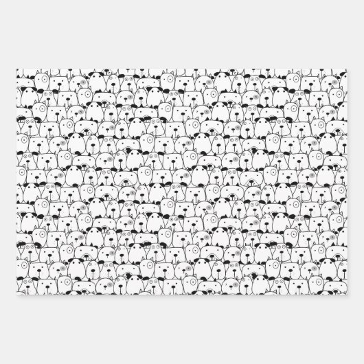 Whimsical Stacks Hunde Geschenkpapier Set (Vorderseite 3)