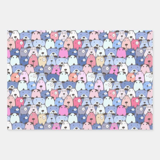 Whimsical Stacks Hunde Geschenkpapier Set (Vorderseite)