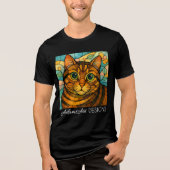 Whimsical Stained Glass Tabby Cat Tri-Blend Shirt (Vorderseite)