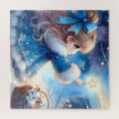 Whimsical Star Gazer Girl Watercolor Puzzle (Horizontal)