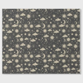 Whimsical Star Moon Planets Wolken Geschenkpapier (Flach)