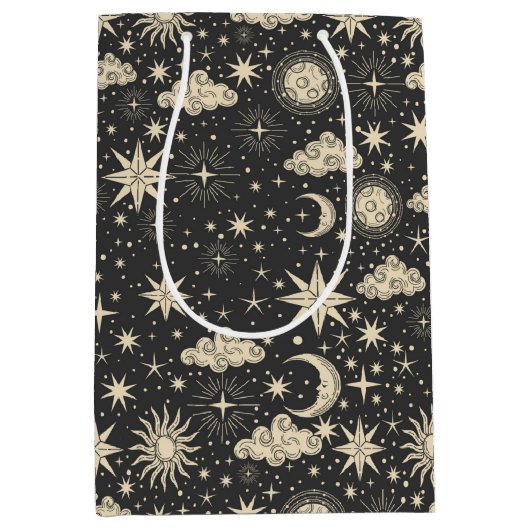 Whimsical Star Moon Planets Wolken Mittlere Geschenktüte (Vorderseite)
