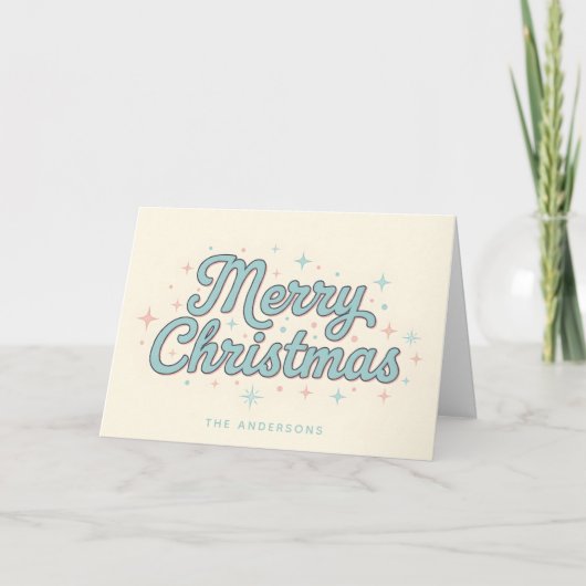 Whimsical Starburst Script Frohe Weihnachten (Vorderseite)