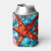 Whimsical Starfish Seashells Beach Aquamarin Pink Dosenkühler (Kanne Vorderseite)