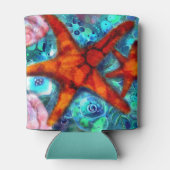 Whimsical Starfish Seashells Beach Aquamarin Pink Dosenkühler (Rückseite)