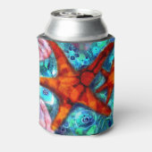 Whimsical Starfish Seashells Beach Aquamarin Pink Dosenkühler (Kanne Rückseite)