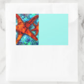 Whimsical Starfish Seashells Beach Aquamarin Pink Rechteckiger Aufkleber (Tasche)