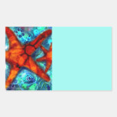 Whimsical Starfish Seashells Beach Aquamarin Pink Rechteckiger Aufkleber (Vorderseite)