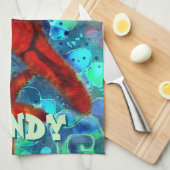 Whimsical Starfish Seashells Beach Personalisiert Geschirrtuch (Viertel Falte)