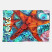 Whimsical Starfish Seashells Beach Personalisiert Geschirrtuch (Horizontal)