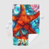 Whimsical Starfish Seashells Beach Personalisiert Golfhandtuch (Insitu)