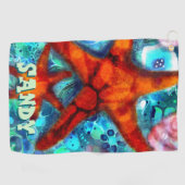 Whimsical Starfish Seashells Beach Personalisiert Golfhandtuch (Horizontal)